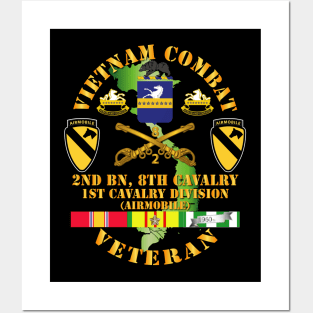 Vietnam Combat Cavalry Veteran w 2Bn 8th Cav COA - 1st Cav Div SSI Posters and Art